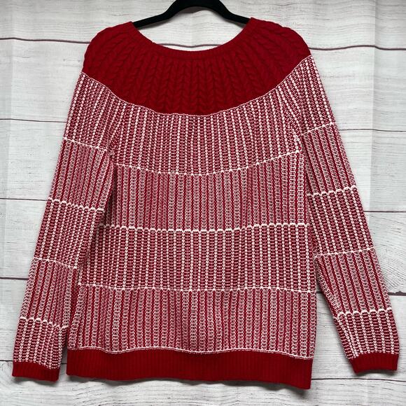 Talbots Factory Red Heavy Cable Knit Sweater Size L - Picture 5 of 9